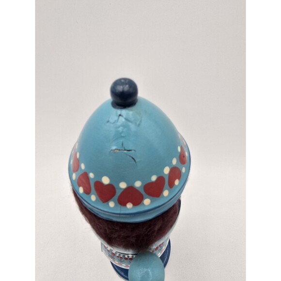 Vintage Nutcracker Blue Hat Sweater Moustache 9.5" Wooden - Picture 6 of 7